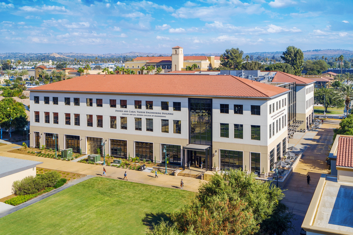 Exterior of the Gordon and Jill Bourns College of Engineering at California Baptist University