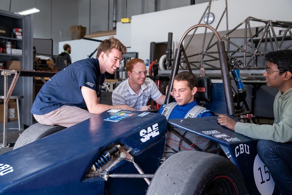 cbu students in an SAE car