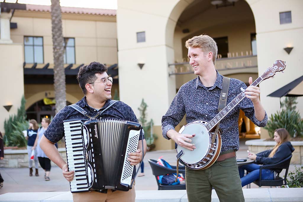 Students playing instruments