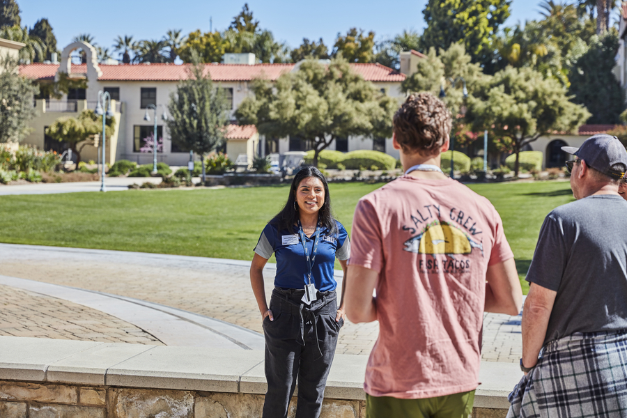 A CBU student giving a campus tour
